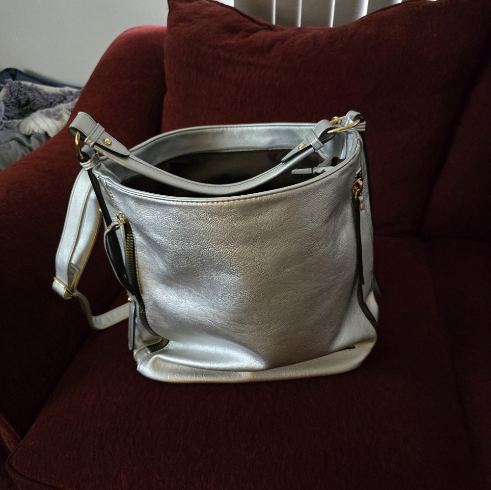 Purse, women silver bucket purse